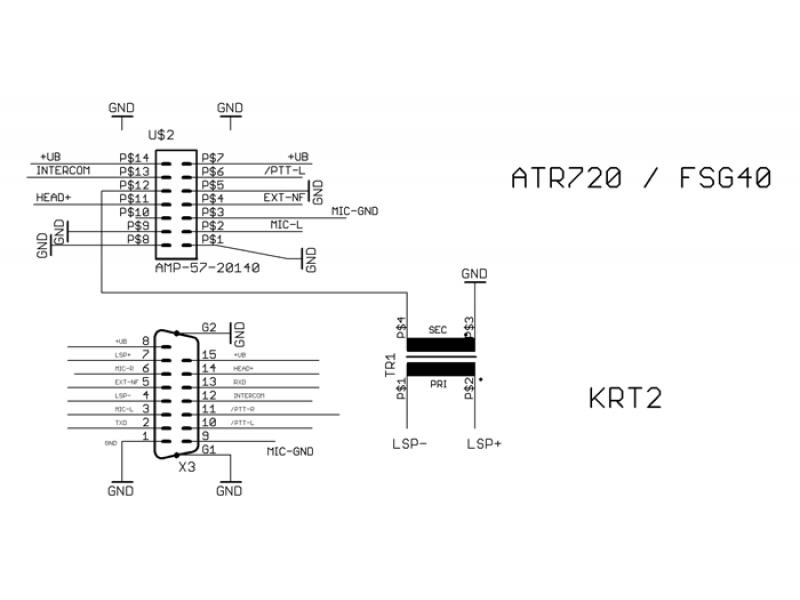 TQ-Avionics adapter stekker ATR720 / FSG40/50/60 -> KRT2 [285967]